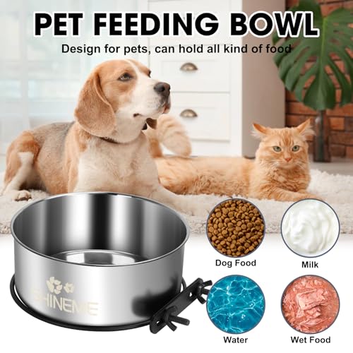 Water Bowl for Dog Crate, ShineMe 34oz & 25oz Stainless Steel Dogs Bowls, Dog Food and Water Bowl Set Mountable in Crate Kennel Cage, 2 Pack, Silver (6.2x2.6” & 5.5x2.4”) - color: Silver, size: M (34oz+25oz)