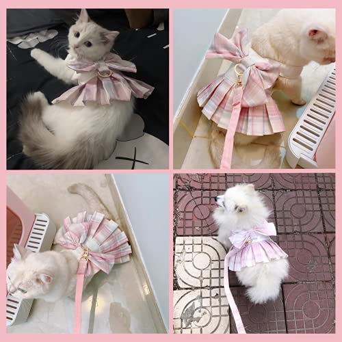 Dog Dress,Dog Harness and Leash Set,Puppy Cat Bunny Rabbit Clothes for Small Large Dogs Dresses - color: Pink, size: XX-Small