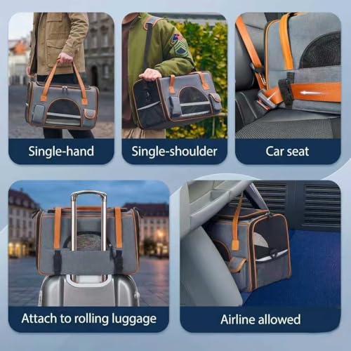Pesen Large Soft Cat Carrier, 20 x 12 x 11 Inches, Holds Up to 28 lbs | Spacious Anti-Collapse Pet Carrier with Multiple Storage Pockets for Medium Cats, Puppies, Rabbits and Other Small Animals
