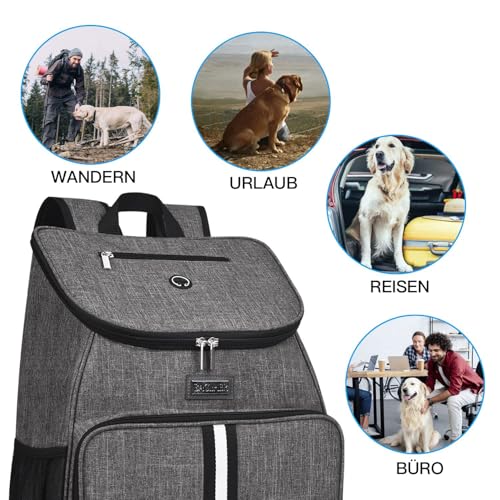BAGLHER丨Dog Travel Bag, Airline Approved Pet Supplies Backpack, Dog Travel Backpack Accessories Set with 2 Silicone Collapsible Bowls and 2 Food Baskets, Gray - color: Grey-A