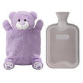 HomeTop Premium Classic Rubber Hot Water Bottle with Cute Bear Cover | Natural rubber hot water bottle,Long-lasting heat retention,Snuggly all-night warmth - color: Lavender Purple