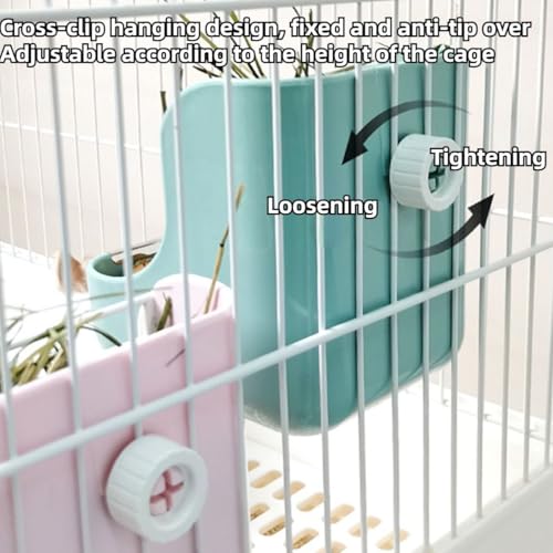 Rabbit Hay Feeder Guinea Pig Feeder, 2 in 1 Automatic Small Animal Food Bowl Feeding Cage Accessories 5.91''L x 6.69''W x 7.09''H (Yellow) - color: Yellow