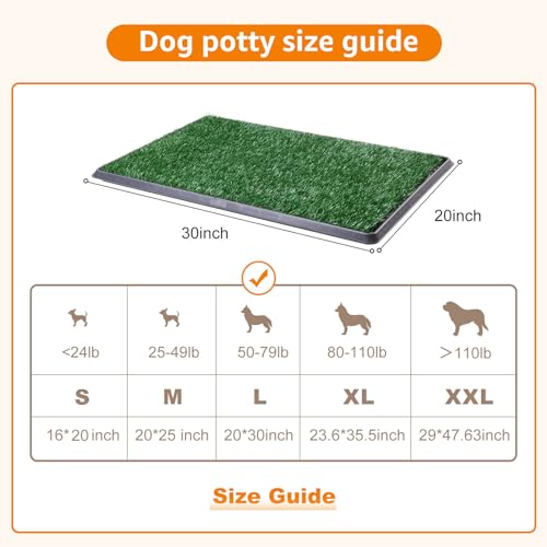 LOOBANI Dog Grass Pad with Tray - 20x30in for Potty Training | 2 Replacement Fake Grass Pads, Easy to Clean, Dog Litter Box, Balcony/Apartment/Indoor/Outdoor Use - size: Tray Potty 20*30inch