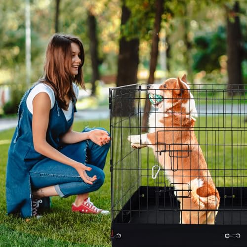 VEVOR Dog Playpen, 4 Pcs 24 x 36 in Panels Foldable Metal Pet Exercise Pen, Dog Fence Indoor and Outdoor Pen with Door and 600D Oxford Fabric Bottom Pad, for Dogs, Cats and Other Small Animals - size: 4 panels 24*36in, style: Playpen + Bottom Pad