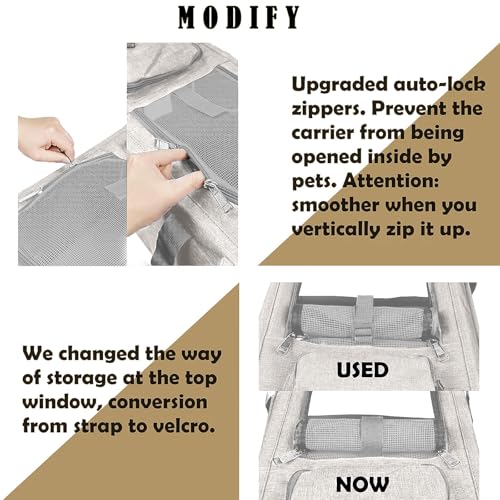 GAPZER Pet Carrier for Large Cat Soft-Sided Animal Traveling Bag up to 20lb | Privacy Protection Big Kitten Car Travel Cloth Carry Bag up to 20 lbs, Small Animal Portable Mesh Kennel Cage for Vet Visits - color: Beige