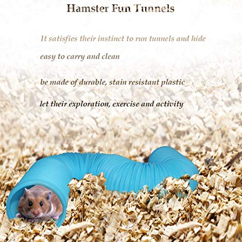 PINVNBY Hamster Fun Tunnels Pet Mouse Plastic Tube Toys Small Animal Foldable Exercising Training Hideout Tunnels for Guinea Pigs,Gerbils,Rats,Mice,Ferrets and Other Small Animals(2 PCS Blue) - color: 【Blue】