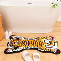 Tibetan Tiger Rug, Orange Tiger Bath Mat Fun Cute Animal Rug | 24 x 40 In, Soft Plush Pile, Non-Slip Backing, Washable, Irregular Shape, Bedroom and Living Room Floor Accent - color: Orange