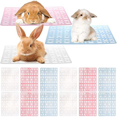 Lyellfe 12 Pack Plastic Rabbit Cage Mat with Snap Joint | Durable Rabbit Floor Mat, Foot Resting Pads for Pet Cats Dogs Bunny, Assorted Colors