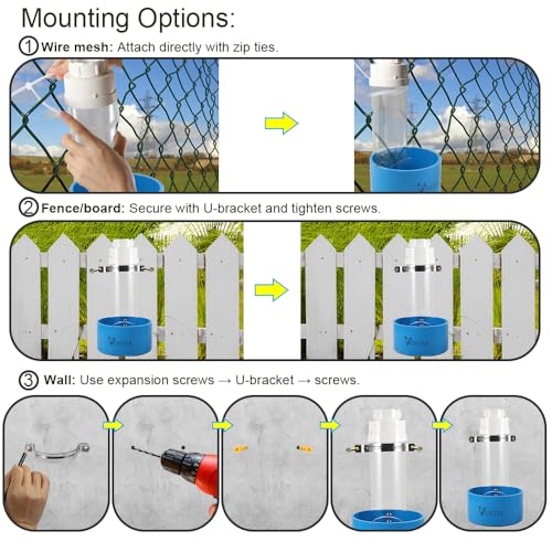 Kalekey 2 Pack Transparent PVC Chicken Feeder, Oyster Shell and Grit Feeder Hanging Ground Chicken Coop Feeder with Hanging Hook for Hens & Chicks (Blue) - color: Blue