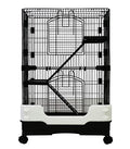Homey Pet Rat Cage, Small Animal Cage for Ferret, Chinchilla, Guinea Pig | Lockable Wheels, Splash Guard, Easy-Clean Pull-Out Grid Tray, Non-Slip Ramp, Wide Shelf, Safe Lock, Chew-Proof, Black 3-Tier - size: 24.8"L x 16.5"W x 37.8"H