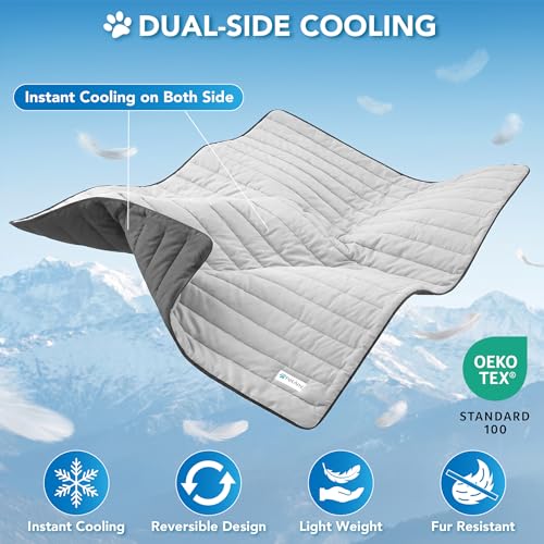 PetAmi Dog Cooling Mat, Q-Max Pet Cooling Blanket with Thick Cushioning, Self Cooling Pad for Dogs & Cats, Reversible Summer Mat for Crate, Couch, Kennel, Gray/Light Grey, Small (24x32) - color: Gray/Light Grey, size: Small (24x32)