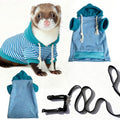 Small Pet Harness Vest and Leash Set Ferret Clothes Hoodies for Ferrets for Outdoor Walking Rabbit Ferret Guinea Pig Bunny Hamster Puppy Kitten (Blue and White Striped Clothes + Leash) - color: Blue and white striped clothes + leash