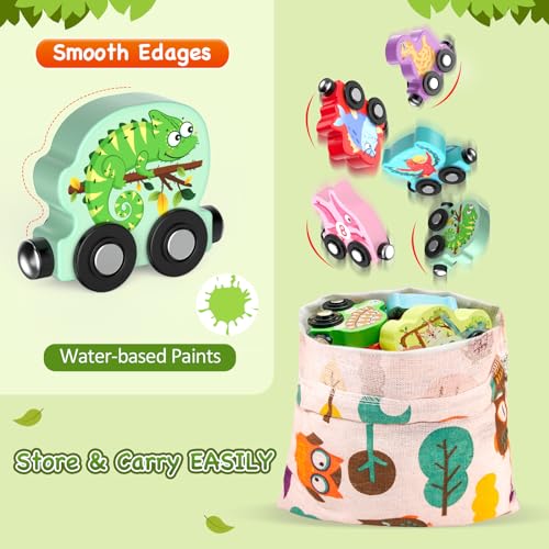Zeoddler Toys for Toddlers, 11 Magnetic Wooden Animals Train Set, Montessori Toys for Toddlers, Learning Activities, Sensory Activities for Kids, Birthday Gifts for Boys, Girls - style: Forest Animal