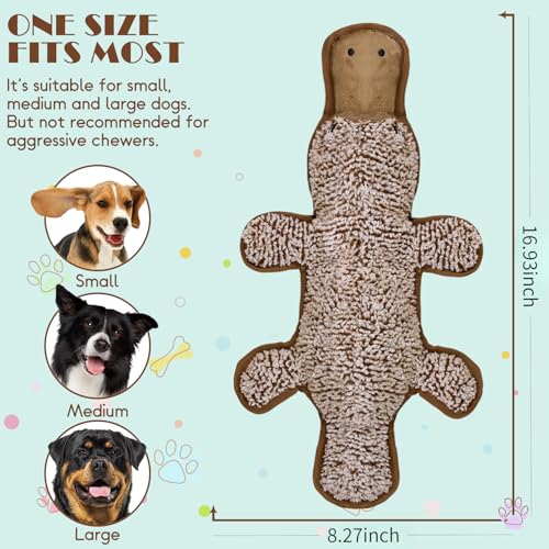 No Stuffing Dog Squeak Toys, Chew Toys for Small to Large Puppies(Platypus) | Durable Plush Puppy Teething Toys, Interactive to Keep Pets Busy, Toss Fetch Tug Play, Best Birthday Gift - color: Coffee