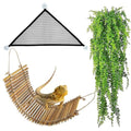 kathson Reptile Bridge for Terrarium,Bearded Dragon Wooden Bridges Gecko Hammock with Hanging Plants Lizard Lounger Bamboo Ladder Reptiles Tank Accessories Climbing for Chameleons Geckos Snakes (3Pcs) - size: Large
