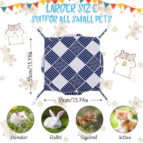 3 Tier Guinea Pig Cage Accessories,Ferret Rat Hammock, 13.7x13.7 Inches,Pet Cage Hanging Bunkbed Hammock for Small Animals, Guinea Pig, Ferret, Squirrel, Chinchilla, Rat,Parrot - color: blue check
