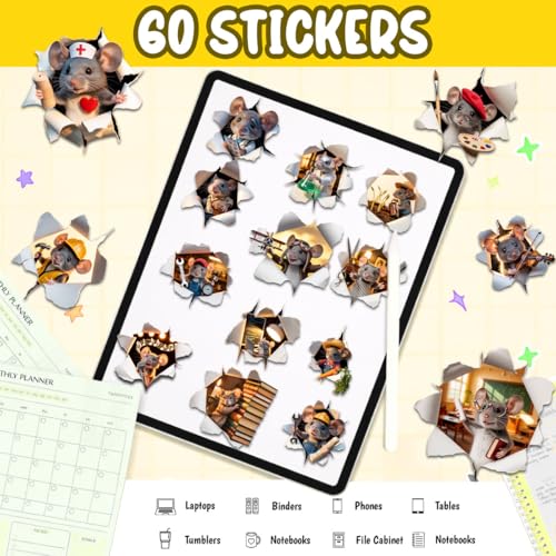 Vybonz Mouse Stickers Cute Mice Funny Animal Kawaii Decal Pack | Mouse Stickers, Cute Mouse Vinyl Decals, Funny Mice Character Stickers, Gifts For Mouse Lovers, Animal Lovers - color: Mouse, size: 3in