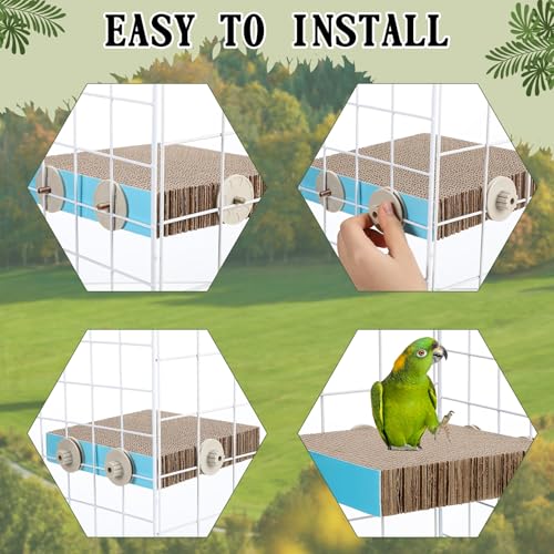 Skyygemm 3 Pcs Bird Chew Toys Parrot Perch Cardboard Platform for Cage Bird Paw Grinding Stand Parrot Cage Playground Exercise Toys for Macaws Small Parakeets Budgies Conure Cockatiel(Large) - size: Large
