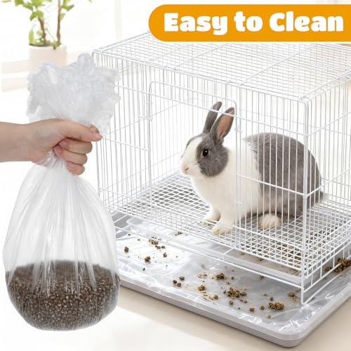 COMNICO Disposable Cage Liners, 100 Pcs Rabbit Guinea Pig Cage Liner Bags | Small Animals, Universal, Plastic Film, for Bunny Bird Hedgehog, Chinchilla, Essentials, Indoor