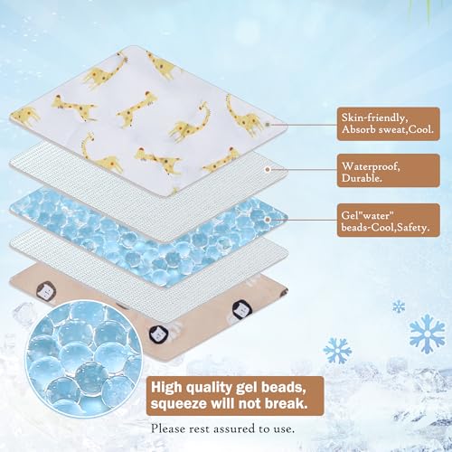 Gel Car Seat Cooler Pad,1 Pack Double Sides-Universal Baby Stroller Ice Cushion Cooler Mat,Summer Cooling Seat Liner,Multifunctional Suitable for Baby Dining Chair,Child Safety Seat (Giraffe+Lion) - color: Giraffe+Lion