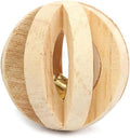 Jinshining 1pc Wood Color Natural Wood Dumbells Unicycle Bell Roller Pet Chew Toy for Guinea Pigs Rat Rabbits,Guinea Pig Toys Boredom,Small Animals Will be Very Happy Toys(No Bark Watermelon Ball)