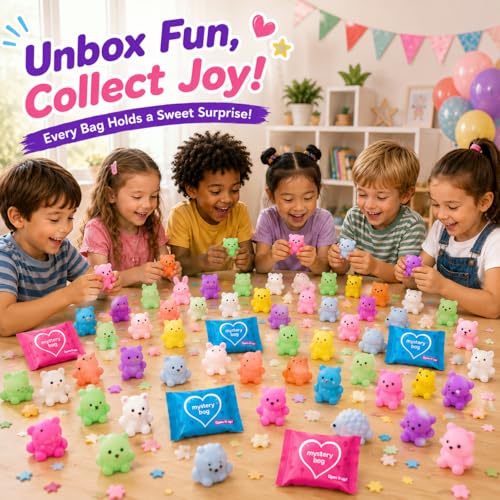 100 PCS Mystery Bag Animal Mochi Squishy Toys, Mini Blind Bags Bulk Cute Kawaii Sensory Fidget Surprise Toys for Kids, Classroom Prizes, Party Favors, Treasure Box Rewards, Goodie Bag Stuffers - color: 100pcs Mochi Toys