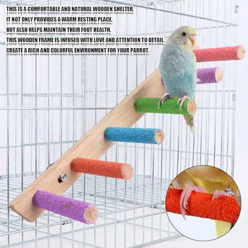 Bird Perch,1PC Wooden Parrot Stand Perch,Bird Ladder Bridge Climbing Chewing Toys for Small Medium Animals (5 Ladders) - color: 5 Ladders