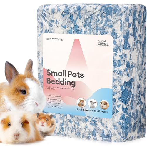 BUCATSTATE Hamster Bedding 15L, 99% Dust-Free Paper Bedding, Ocean Blue | FSC-Certified Paper Bedding, Compactly Packed to Expand 3X, with Vibrant Color and Odor Control for Guinea Pigs and Rabbits - color: Ocean Blue, size: 15L