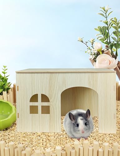 Guinea Pig Chinchilla Hideouts Cages Toys Accessories Wooden House and Habitats Hides Nature Huts for Hamster Squirrel Rat and Other Small Animals etc.