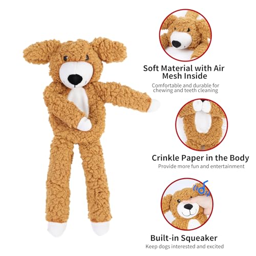 DODODOLA Dog Toys Partial Stuffing Squeaky Teething Chew Toy for Medium Large Dogs - color: Tan Dog
