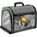 Bird Carrier Bag Bird Travel Cage Indestructible Stainless Steel Mesh, Bag with Stand for Parrot, Portable Bird Travel Bag, Pet Transparent Breathable Travel Cage