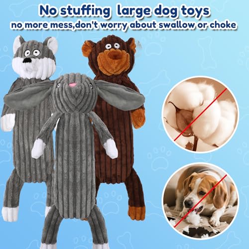 No Stuffing squeaky Dog Toys for large dogs,5pack plush Crinkle chew Dog Toys to Keep Them Busy,Durable Cute Animals Puppy Teething toys for Small Medium Large Breed, dog Gifts & Tug of War Toys