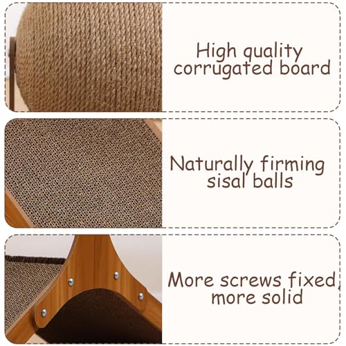 Rabbit Scratching Toys, Sisal Bunny Scratcher Ball and Scratch Cardboard Pad, Pet Enrichment Interactive Toy for Indoor Bunnies Ferrets Chinchillas Small Animals Boredom Breaker