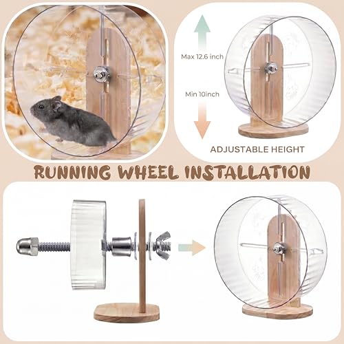 20 Pcs Hamster Cage Accessories,9.5'' Exercise Silent Hamster Wheel,15 Diverse Chew Toys,Maze Wood House, Water Bottle,Bowl Set for Dwarf Hamsters, Gerbils, Mice Small Animals Habitat