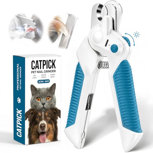 2-in-1 Cat Nail Clipper with Light for Small Medium Large Dogs | Cat Trimmer Grooming with Built-in File, Stainless Steel Blades Cutter, Ideal for Small, Medium & Large Pets, Blue - color: Blue