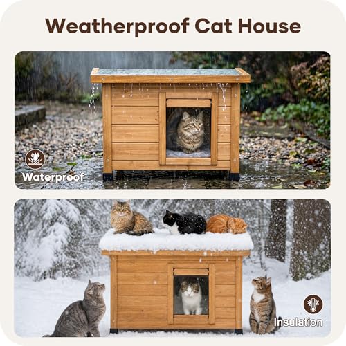 Agitree Wooden Rabbit Hutch & Pet House, Weatherproof Outdoor Shelter for Small Animals (Natural) - color: ginger