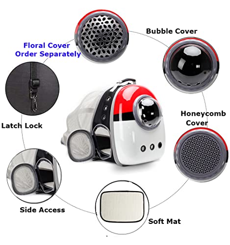 Back Expandable Cat Backpack Carrier, Fit up to 12 lbs, Hard Shell Bubble Dome Window Pet Transport and Carry Bag for Kitten Cat Bunny Rabbit and Small Puppy - color: Multi Color