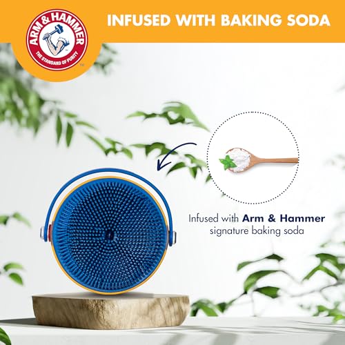 Arm & Hammer Simply Grooming Soap Dispensing Palm Dog Brush | Baking soda infused, silicone scrubbing nubs, easy-grip design, lathers and deodorizes, all coat types - size: 1-Pack, style: Soap Dispensing Palm Brush