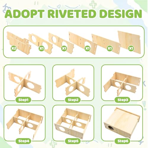 Multi-Chamber Hamster Houses and Hideouts Wooden Hamster Tunnels Toys | Hamster Maze with Flip Cover Secret Peep Shed Hamster Maze Habitat for Mice Gerbils Lemmings & Small Animals