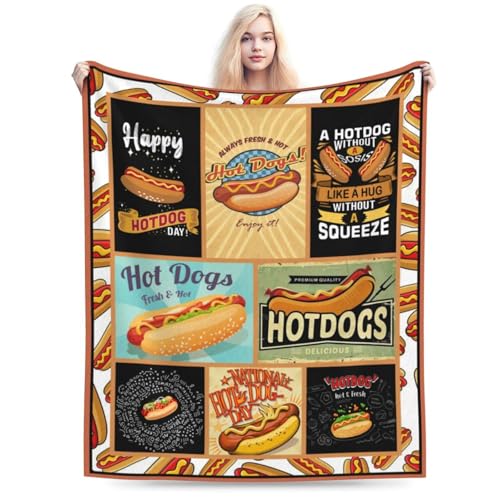Funny Hotdog Blanket Super Soft Cozy Fleece Food Throw Blanket Plush Bedding Hot Dog Stuffed Blanket Gifts for Boys Girls Kids Women 40''X50'' - color: Hotdog, size: 40"x50"