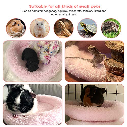 BWOGUE Hamster Bed, Round Velvet Sleep Pad for Guinea Pigs and Rats, 8.7 in | Round Mat for Small Pets, Soft Velvet, Machine Washable, Cage & Home Use, Hamsters Guinea Pigs - color: Pink