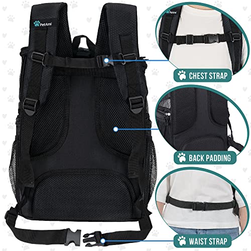 PetAmi Dog Backpack Carrier, Airline Approved 4-Way Entry Cat Backpack Carrier, Ventilated Mesh, Collapsible Pet Carrier for Small Puppy, Kitten, Hiking, Travel Car, Vet, up to 18 lbs, Black - color: Black
