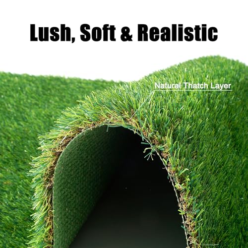 THREE ORANGES Artificial Grass Outdoor 4x6 FT, 1.35 Inch Thick Soft Fake Grass Turf Mat with Drainage Holes, Artificial Turf Grass Rug for Dogs, Patio Backyard Dog Run - size: 4 X 6 FT