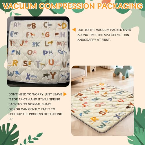 Omzer 64x64 Baby Play Mat for Floor, Playpen Mat for Toddlers Infants | Animal Alphabet Design, Safe Non-Slip Base, Extra Thick Soft Foam, Machine Washable, Foldable, Fits Playpen&Outdoor - size: 64"×64"