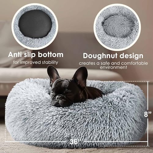 Extra Large Dog Beds, 36 Inch Human Dog Anxiety Relief Comfort Bed, Indestructible & Chew Proof Pet Beds (Light Grey) - color: Light Grey, size: 36.0"L x 36.0"W x 8.0"Th