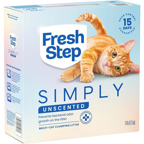 Fresh Step Simply Unscented Multi Cat Clumping Cat Litter, Low Dust, Odor Control with Activated Charcoal Tech, Compatible in Automatic Litter Boxes, 14 lb. - size: 14lb (Pack of 1)