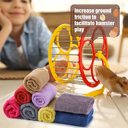 8 Piece Multi Animal Cage Liners Fleece Bedding Mats Warm Towels for Hamsters Rabbits Ferrets Hedgehogs by Guinea Pig Blankets (Multicolor, 11.8 x 11.8 Inch)