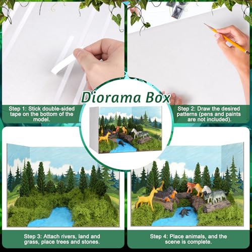 50 Pcs Forest Diorama Supplies Forest Animals Figures Habitat Project Box - style: Forest