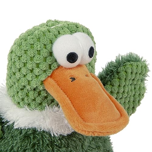 goDog Checkers Sitting Duck Squeaky Plush Dog Toy, Chew Guard Technology - Green, Large - color: Sitting Duck (Green), size: Large