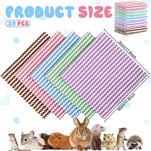 Moukeren 20Pcs Guinea Pig Fleece Bedding Blankets Bulk Washable Small Animal Fleece Cage Liners Pet Wash Cloth Sleeping Mat Cover for Hamster Chinchilla Rabbit Hedgehog(Multicolor, 12 x 12 Inch) - color: Multicolor, size: 12 x 12 Inch, style: Modern